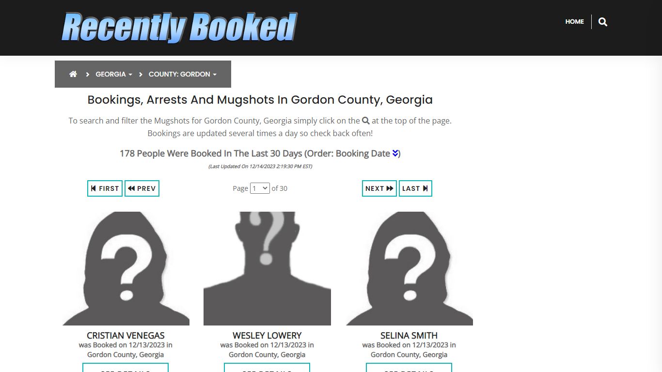 Recent bookings, Arrests, Mugshots in Gordon County, Georgia